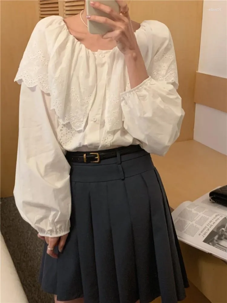 Blouses pour femmes printemps automne à manches longues 2023 femmes Style coréen français Vintage élégant mode Patch bureau porter des chemises (G9566