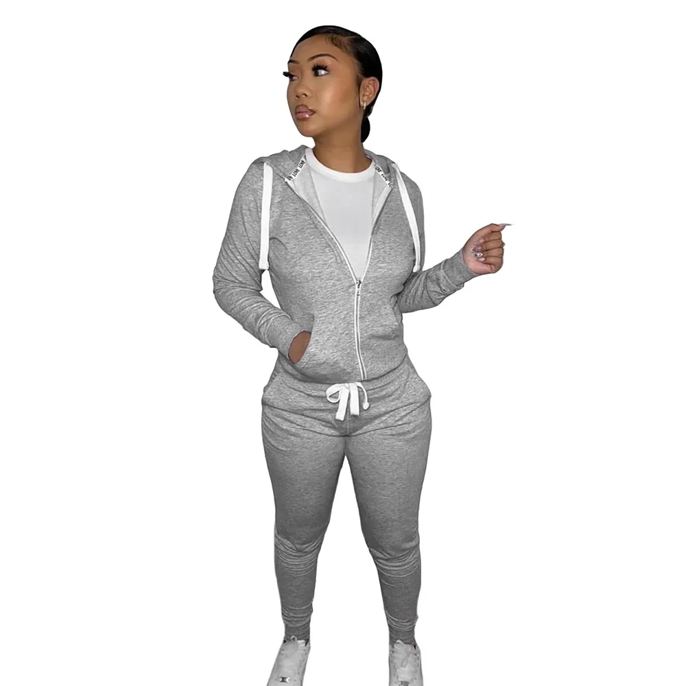 Designer Fleece Tracksuits Fall Winter Women Sweatsuits Jogger Suits Long Sleeve Hooded Jacket and Pants Two Piece Sets Casual Solid Outfits Sportswear Bulk 8442