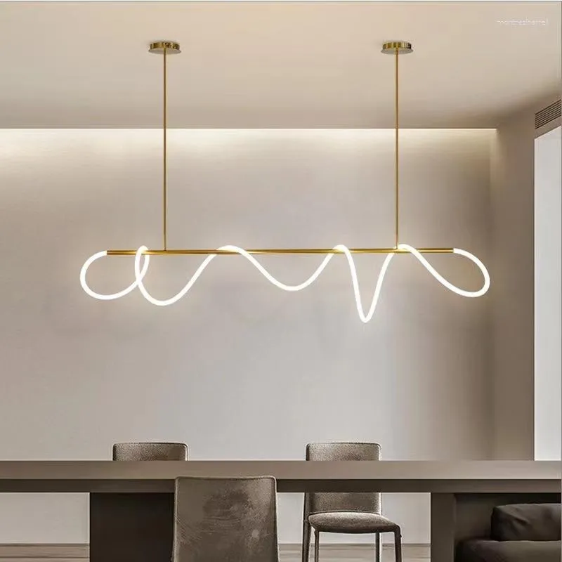 Hängslampor nordiska kiseldioxid ledande ljus guld minimalistisk dekor ljuskronor bord kök matsal bar slang hängande