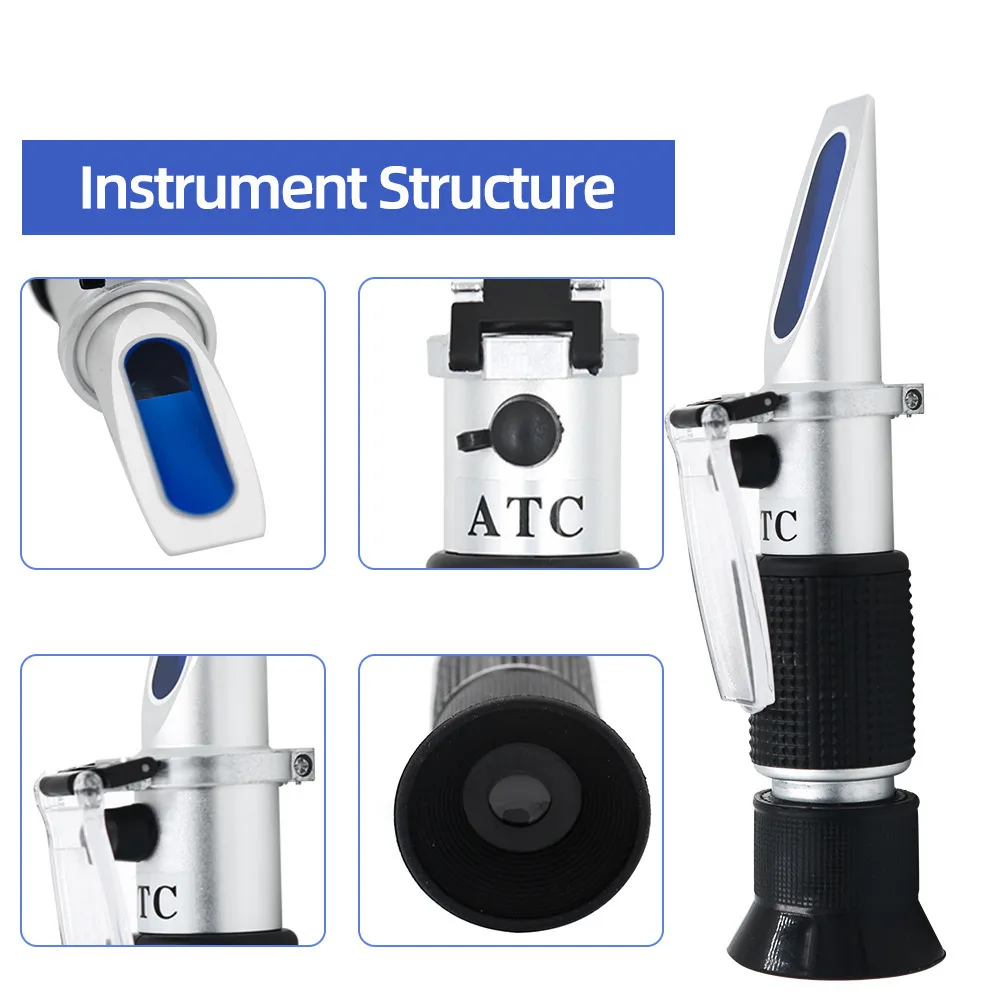 Réfractomètre Brix avec ATC, Réfractomètre Sucre, Brix 0-90%, avec 1 PCS  Pipettes, Réfractomètre Portable