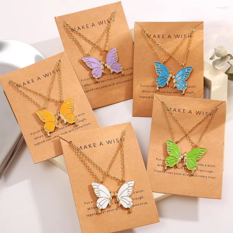 Collane con ciondolo 2 pezzi/set farfalla amicizia amico per amici donne trendy colorato lungo per sempre collana gioielli regalo