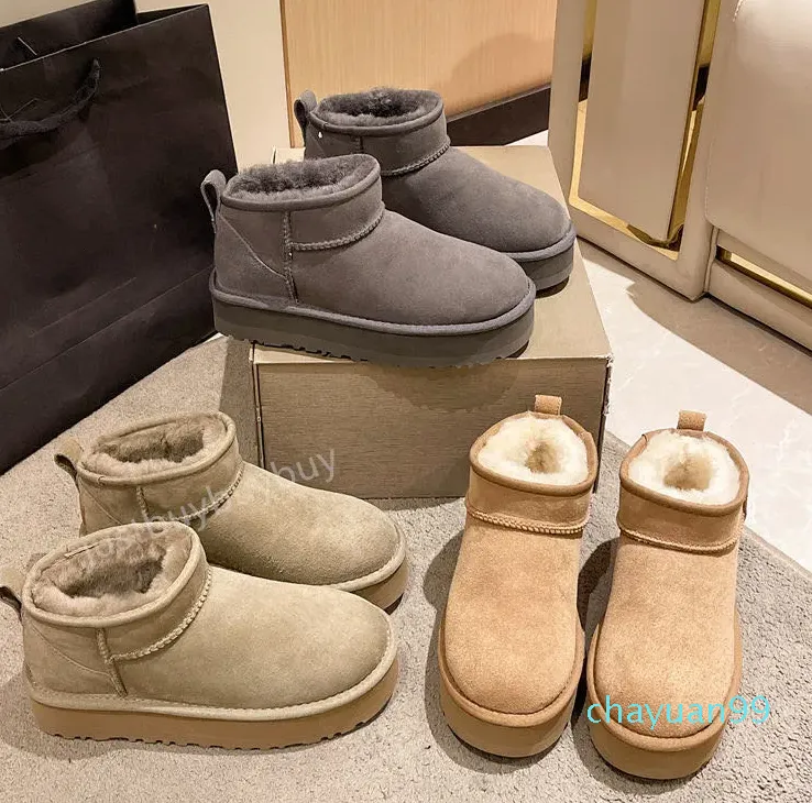 المصمم Ultra Mini Platform Boots Women Tazz Tasman Suede Slippers Womens Australia Snow Boot Winter Warm Wool Shoes Australian Bootes Fur Sheepes Onkel