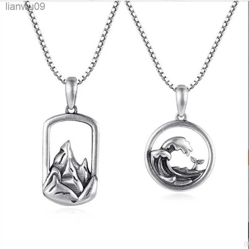 恋人のための新しいファッションカップルネックレス「記念日ギフト潮mountaoceanmountocean ocean ocean men of men 925 Sterling Silver Necklace Lady L230704