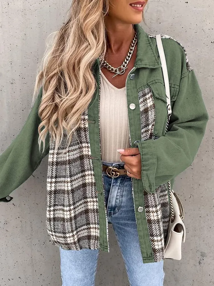 Women's Jackets Denim Jacket Tops 2023 Autumn Fashion Long Sleeve Lattice Button Y2k Blouse Female Jeans Winter Coat Promotion