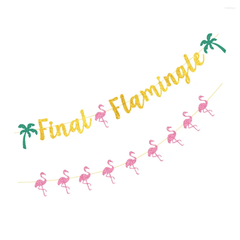 Decorative Flowers 2 Pcs Hawaii Banner Paper Flamingo Banners Unique Decoration Po Locket Props Party Supplies Creative Banquet