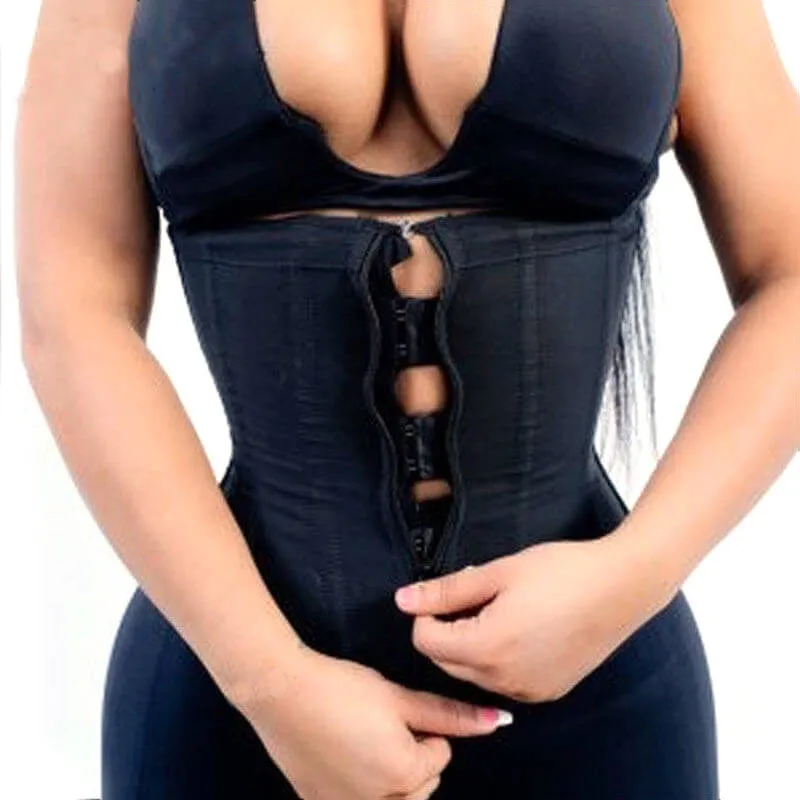 Modelador de cintura de látex feminino modelador de corpo espartilho com zíper espartilho cinto de emagrecimento modelador preto modelador plus size 230807