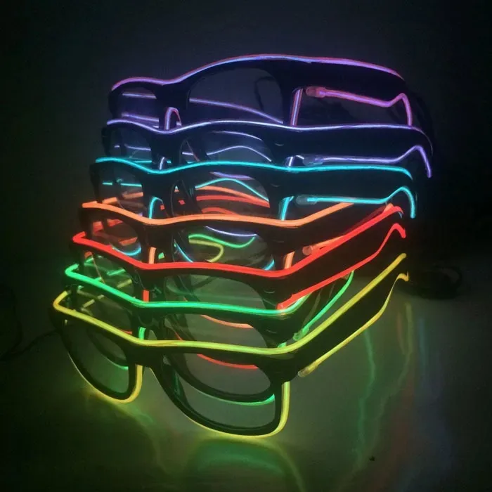 LED Light Up Świecające okulary El Wire Neon Rave Szklanki Lumoinous imprezowe okular