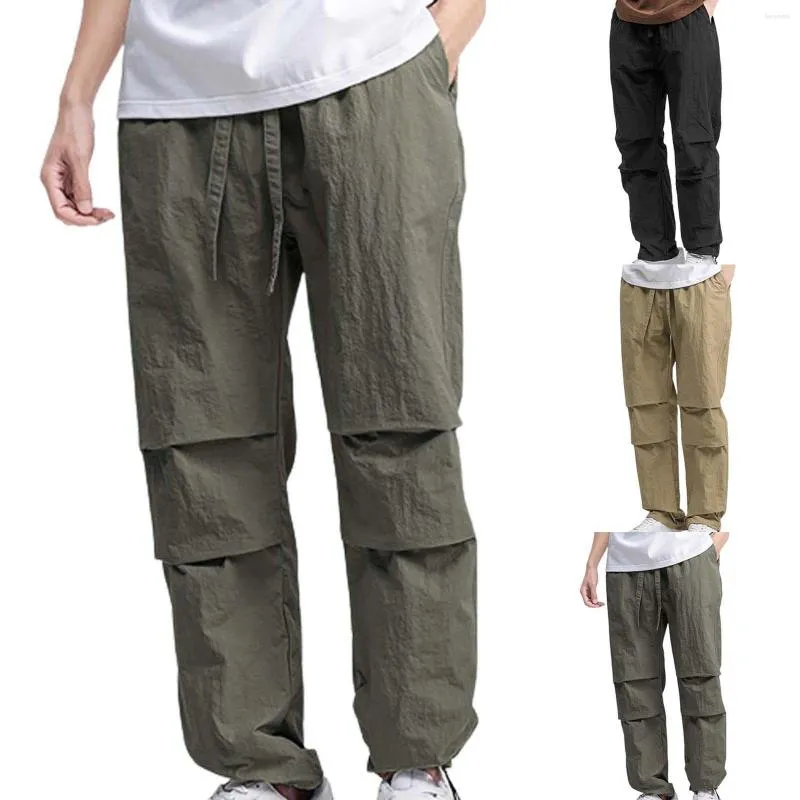 Pantalones bombachos de nailon rectos sueltos para hombre, pantalones cortos holgados transpirables informales de verano