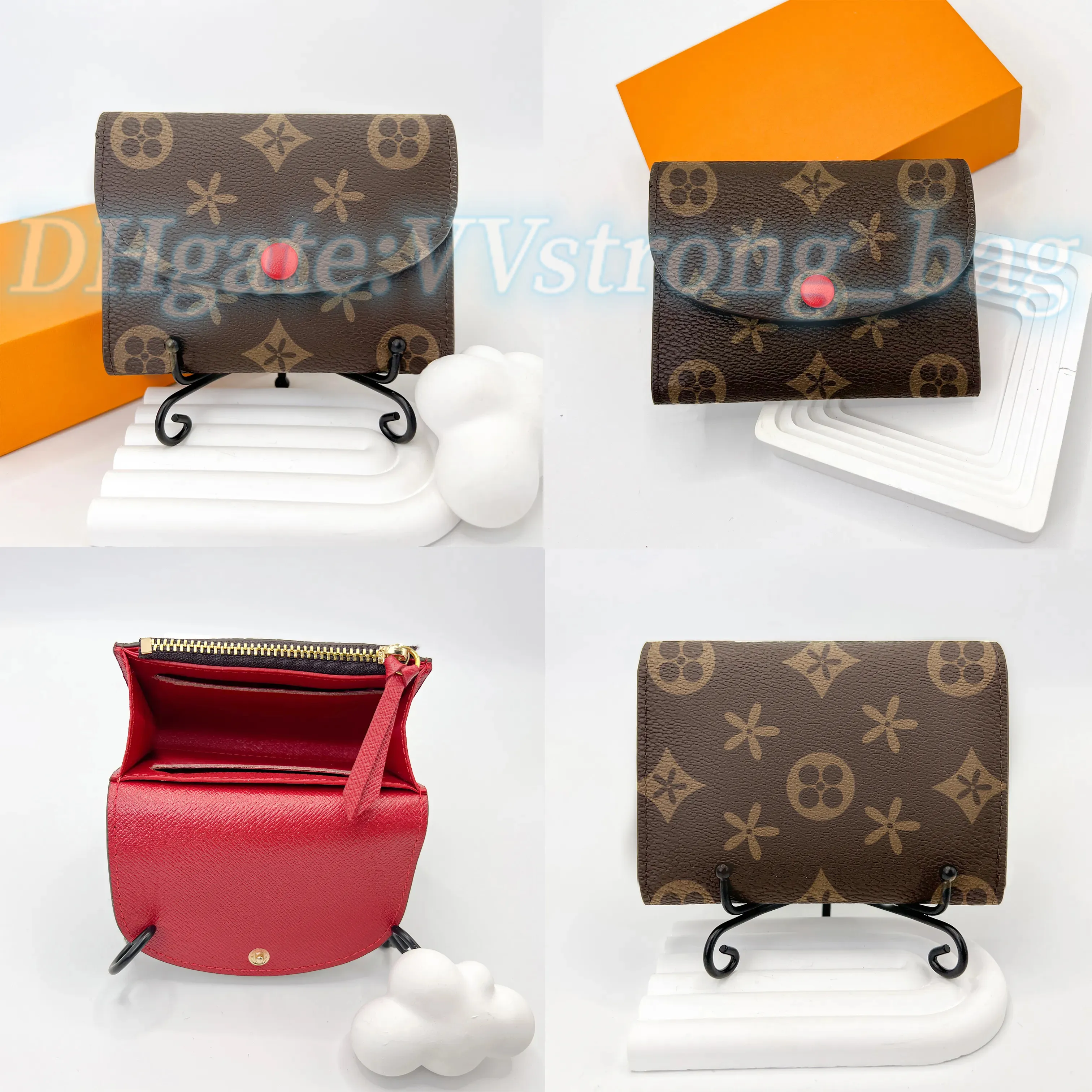 Carteira M41939 Rosalie Bolsa Bolsas Cardholder Mulheres Homens Luxo Designer Light Coin Purse Clássico e Retro Cor Pequeno Botão Carteiras Zipper Card Slot Titulares de Cartão