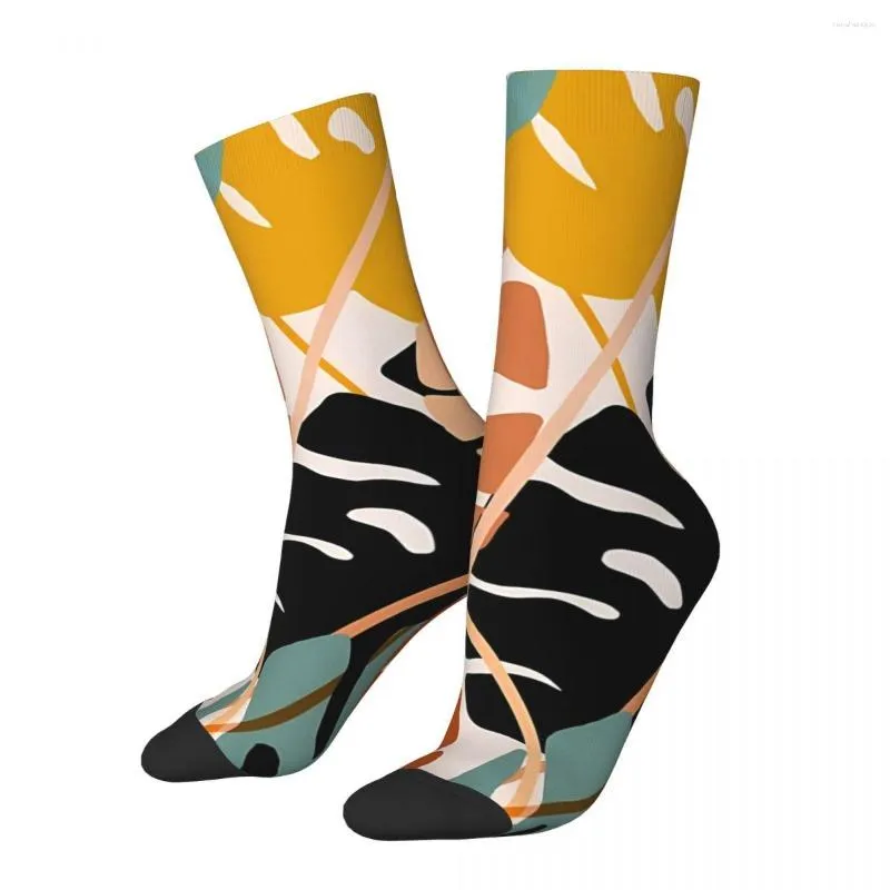 Men's Socks Vintage Entangled Leaves Neutrals Boho Aesthetic Unisex Hip Hop Pattern Printed Happy Crew Sock Gift