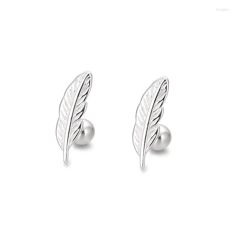 Boucles d'oreilles en argent sterling 925 boucle d'oreille simple plume tendeurs pour femmes fille fête de mariage bijoux cadeau