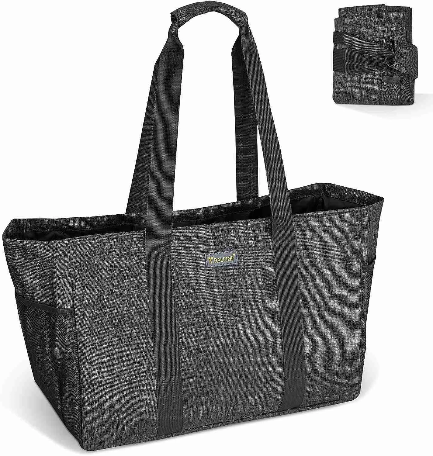 BALEINE Soft 9 Gallon Extra Large Utility Tote Foldable Reusable Storage Bag (Charcoal Black) HKD230807