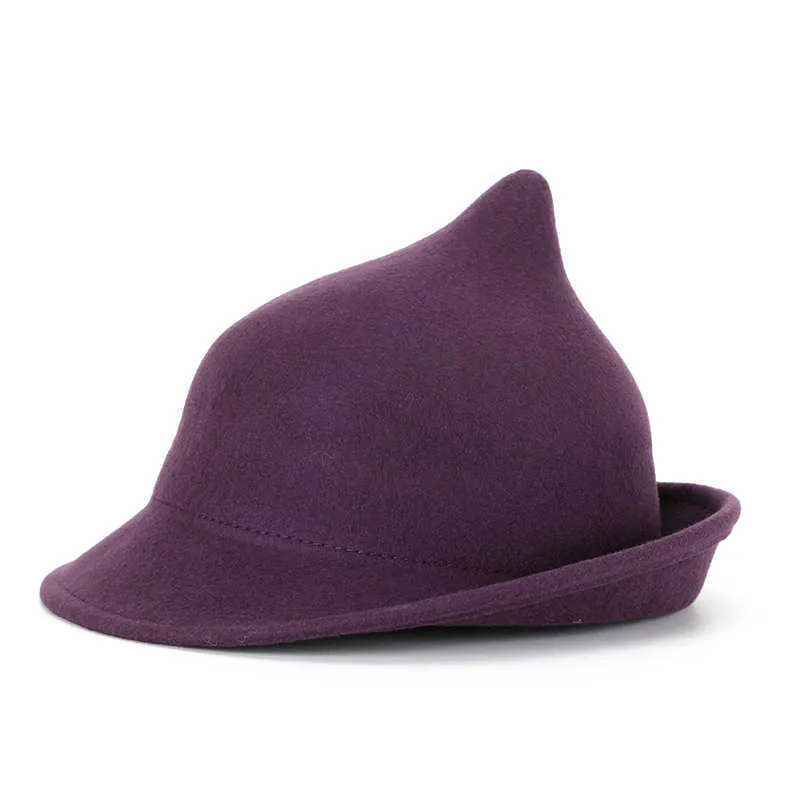 Party Hats High Quality 100% Wool Modern Halloween Witch Hat Women Party Hat Festival Party Winter Cute Cap HKD230807