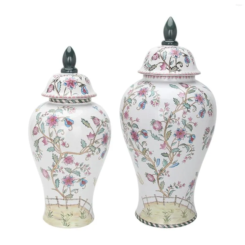Garrafas de armazenamento Jarra de templo de porcelana Peça central de mesa Vaso de flores de cerâmica Decoração de casa