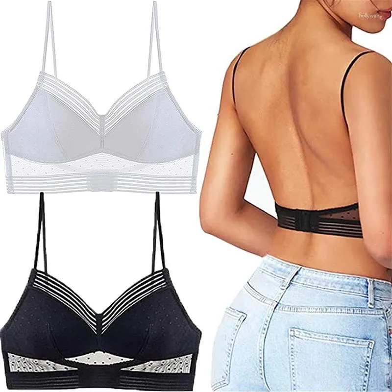 Women's Shapers Push Up Backless Bra Breathable Invisible Low Back Bras Seamless Underwear Full Coverage Brassiere U-Back Shaped Briefs