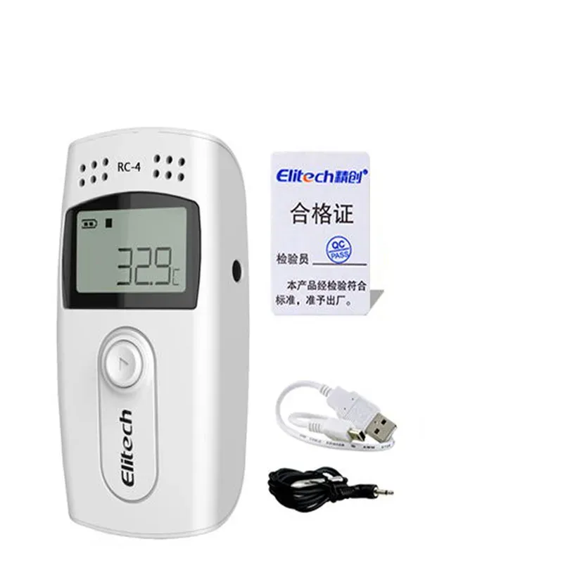 wholesale 2021 100 elitech rc-4 USB Temperature Data logger LCD Digital Temperature Recorder withexternal Sensor probe 16000 Points LL