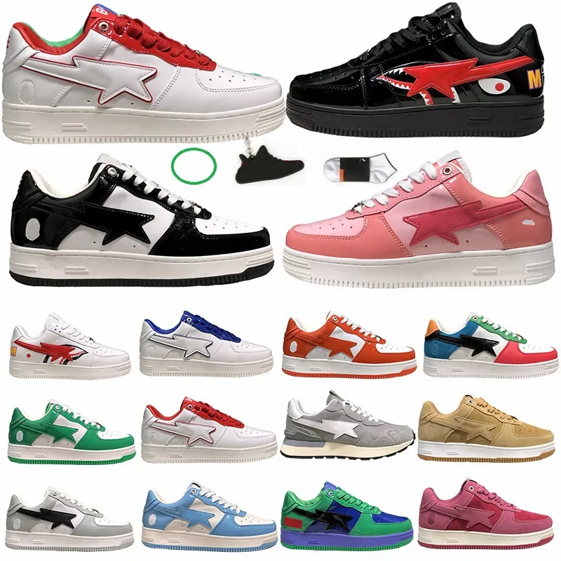 Sta Star Designer Shoes Black White Shark Camo Green Navy Oreo Gray Fog Pink Red Unc Patent Läder Suede Mens Womens Sneakers Luxury Plate-Forme Trainers