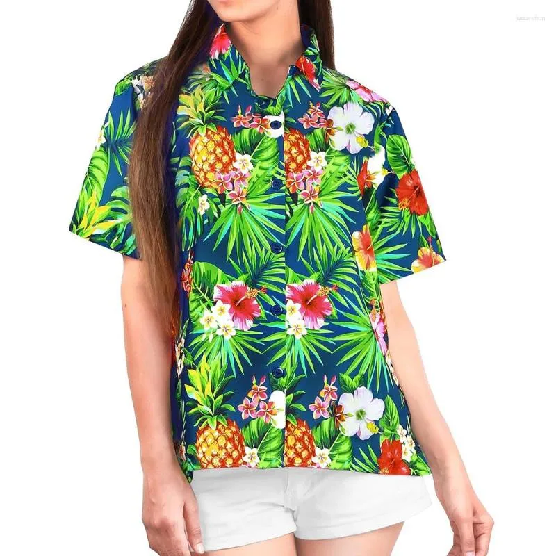 Women's Blouses Summer Buttons Shirt Tropical Fruit Botanical Print Top Lapel Sleeve Women Tops Casual Oversized Button Up Shirts