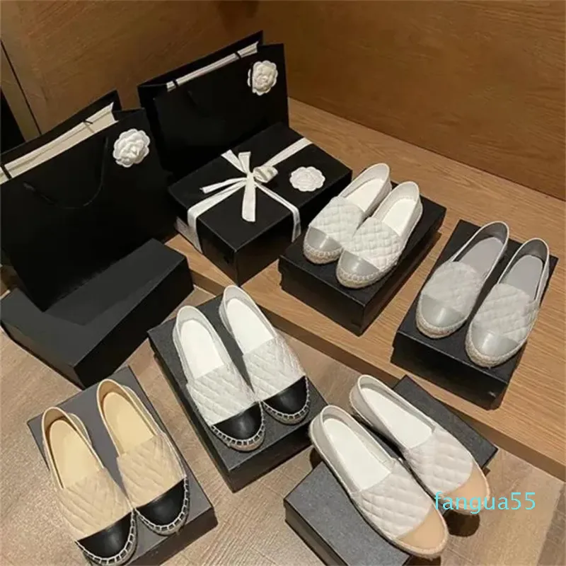 2023-CANVAS SHOSE LOAFERS WOMAN SHOSE LUXE CAP TOE本物の革の手縫う女性