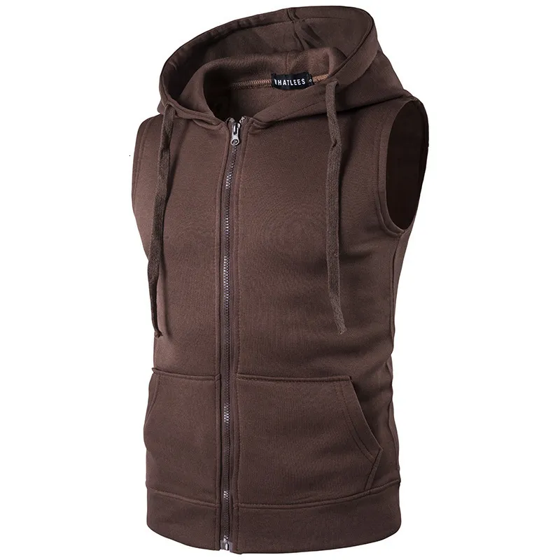 Mens sleeveless 2025 zip hoodie