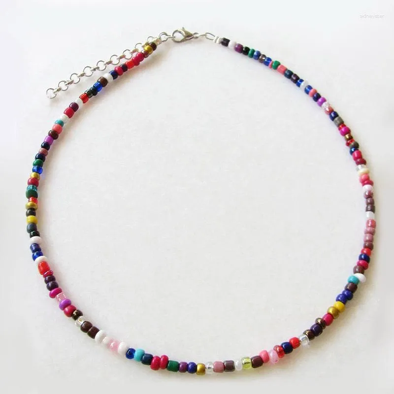 Choker Bohemian Necklace Women's 40CM Colorful Rice Beads Mixed Necklaces Beach Resort Harajuku Fashion Aesthetic Jewelry