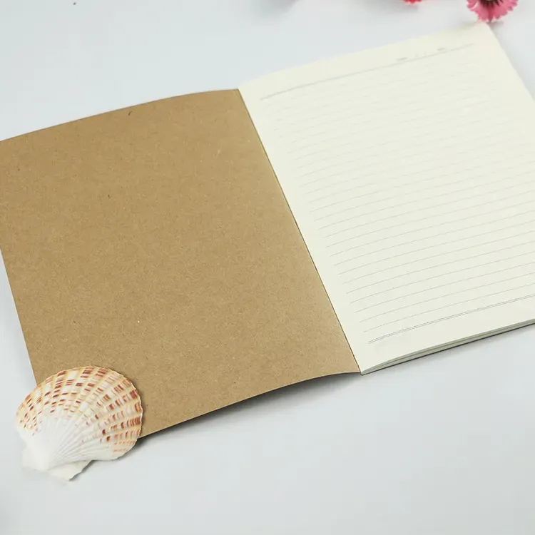 Partihandel Brown Kraft Cover Stitching Notepad School träning mjuk daglig anteckningsbok med linje mjuk copybook vintage anteckningar för kontor och ll