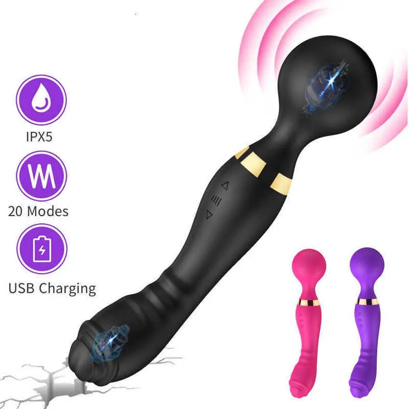 Masseur puissant grande baguette vibrateur Double tête vibrant godes anaux pour femmes 18 G-spot Clitoris stimulateur fournitures pour adultes