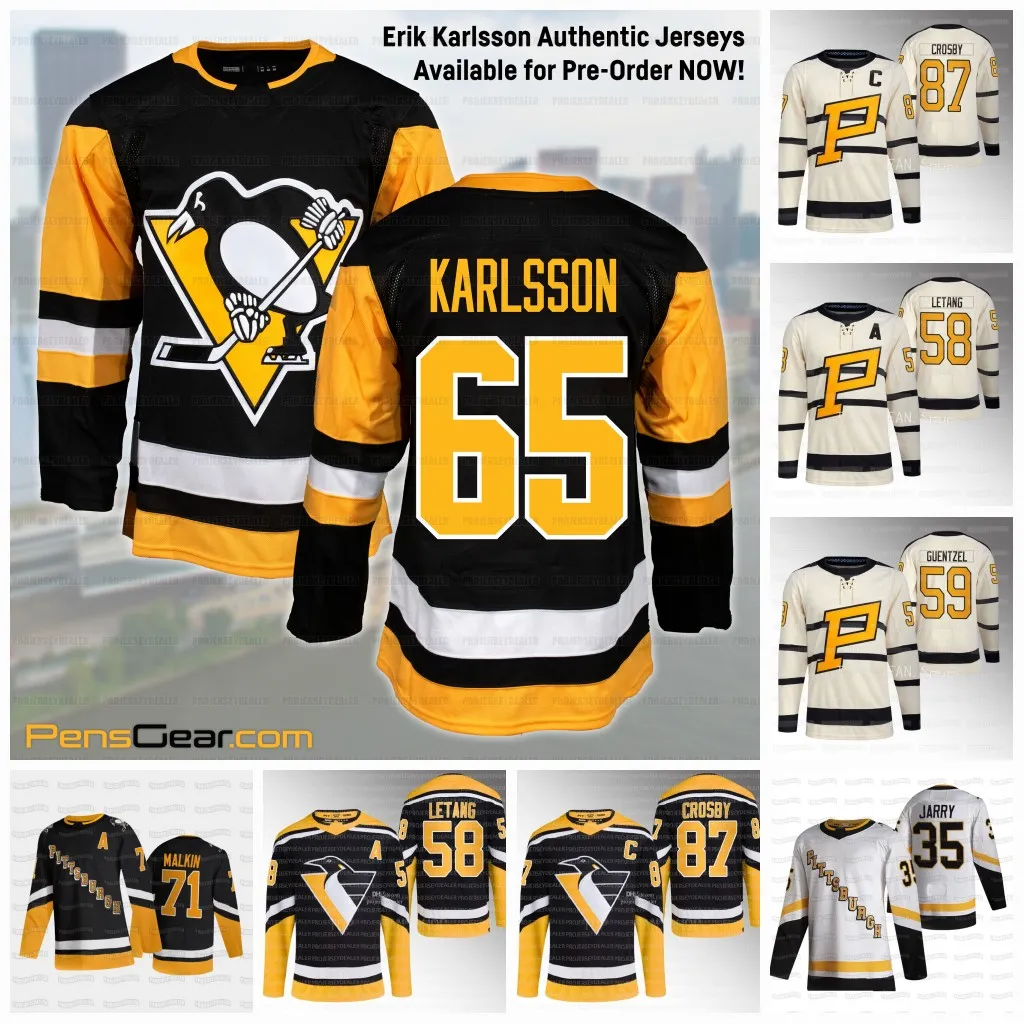 47 Adam Jhonson Erik Karlsson Penguins Jersey Sidney Crosby 2023 Reilly Smith Kris Letang Michael Bunting Tristan Evgeni Malkin Lemieux Rakell Pittsburgh Granlund
