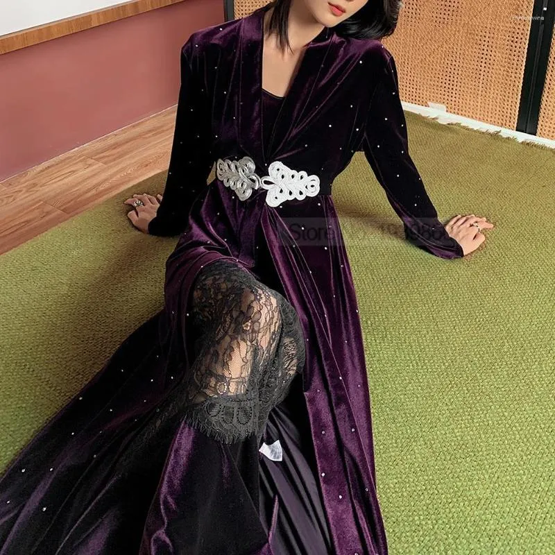 Womens Sleepwear Loose Elegant Nightgown Luxury Kimono Velvet Robe