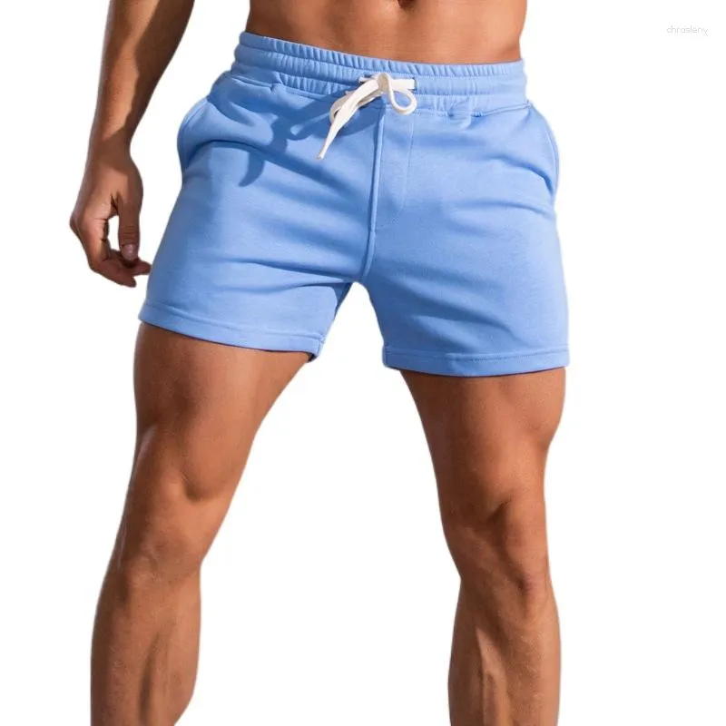 Men's Shorts 2023 Elastic Band Beach Solid Color Cotton Loose Running Fitness Moisture Wicking Large Size Breathable