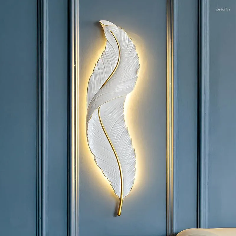 Applique murale salon TV ampoule haute qualité luxe plume créative chambre chevet