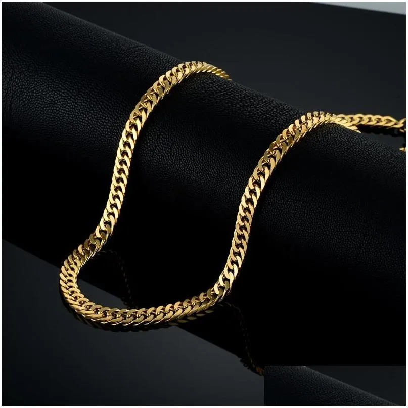 Kettingen Hele Salevintage Lange Gouden Ketting Voor Mannen Ketting Trendy Golds Kleur Roestvrij Staal Dikke Boheemse Sieraden Kraag Mannelijke Drop Dhh3E