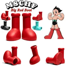 Big Red Boot Designer MSCHF Astro Boy Boots Thick Bottom Non-Slip Rain Booties Rubber Platform Bootie Fashion oversized Mens Women Kids Size 35-45