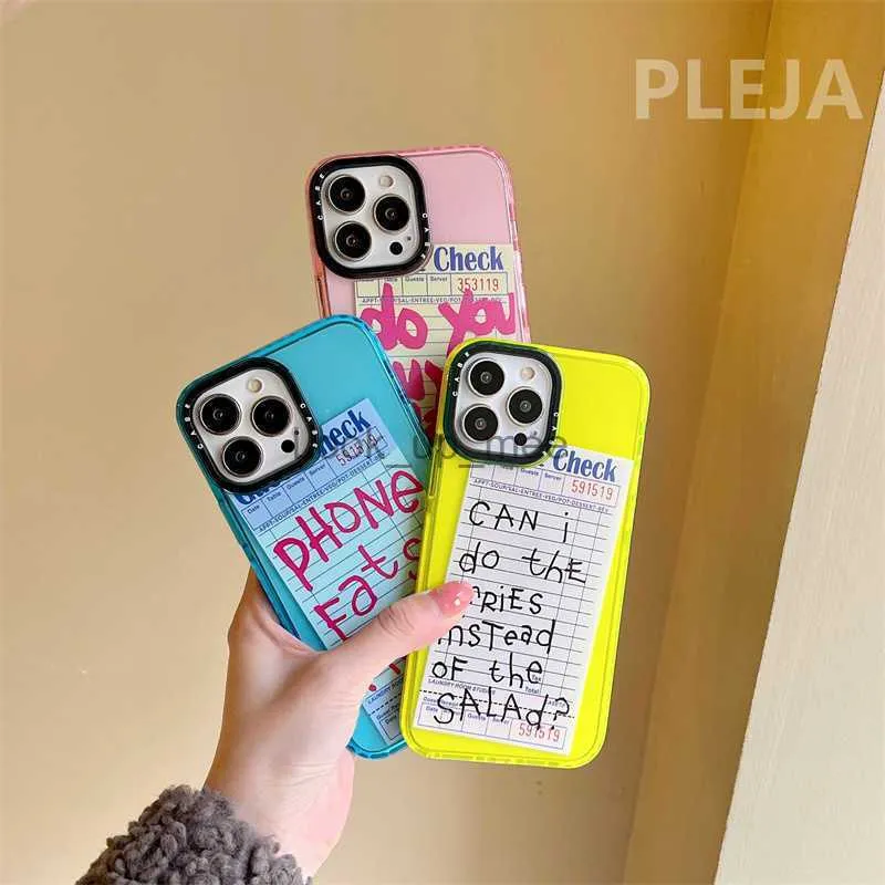 Étuis de téléphone portable étui de téléphone fluorescent mignon pour iphone 14 Pro 13 12 11 Pro Max 7 8 plus X XR XS Max couverture souple lettres d'art étuis d'illustration T220929 HKD230807