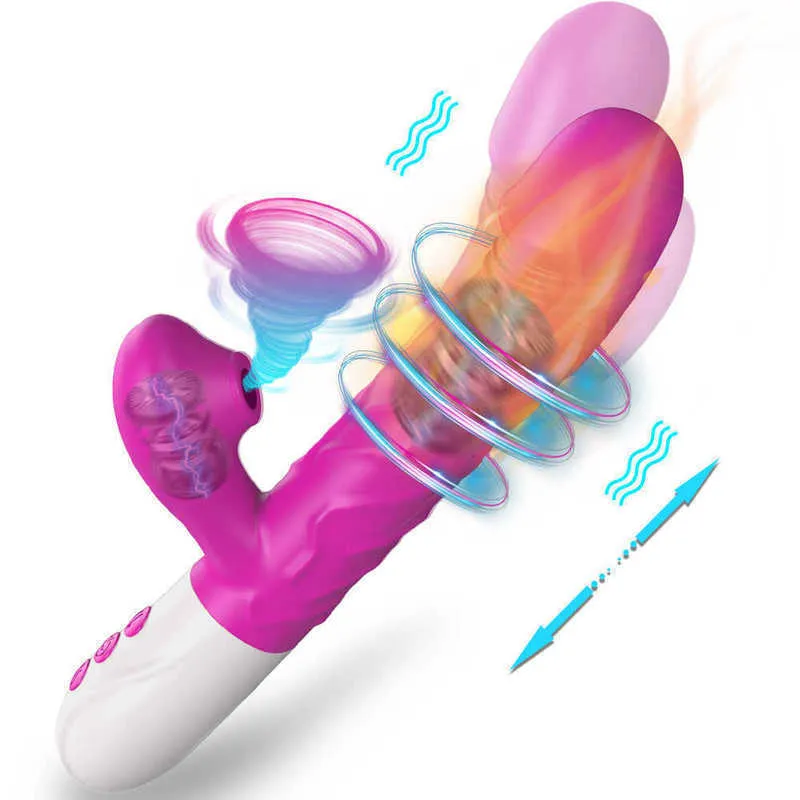 Automatisk teleskop Rotation G-Spot Vibrator för kvinnor klitoris sucker stimulator kvinnlig onani vuxna 18