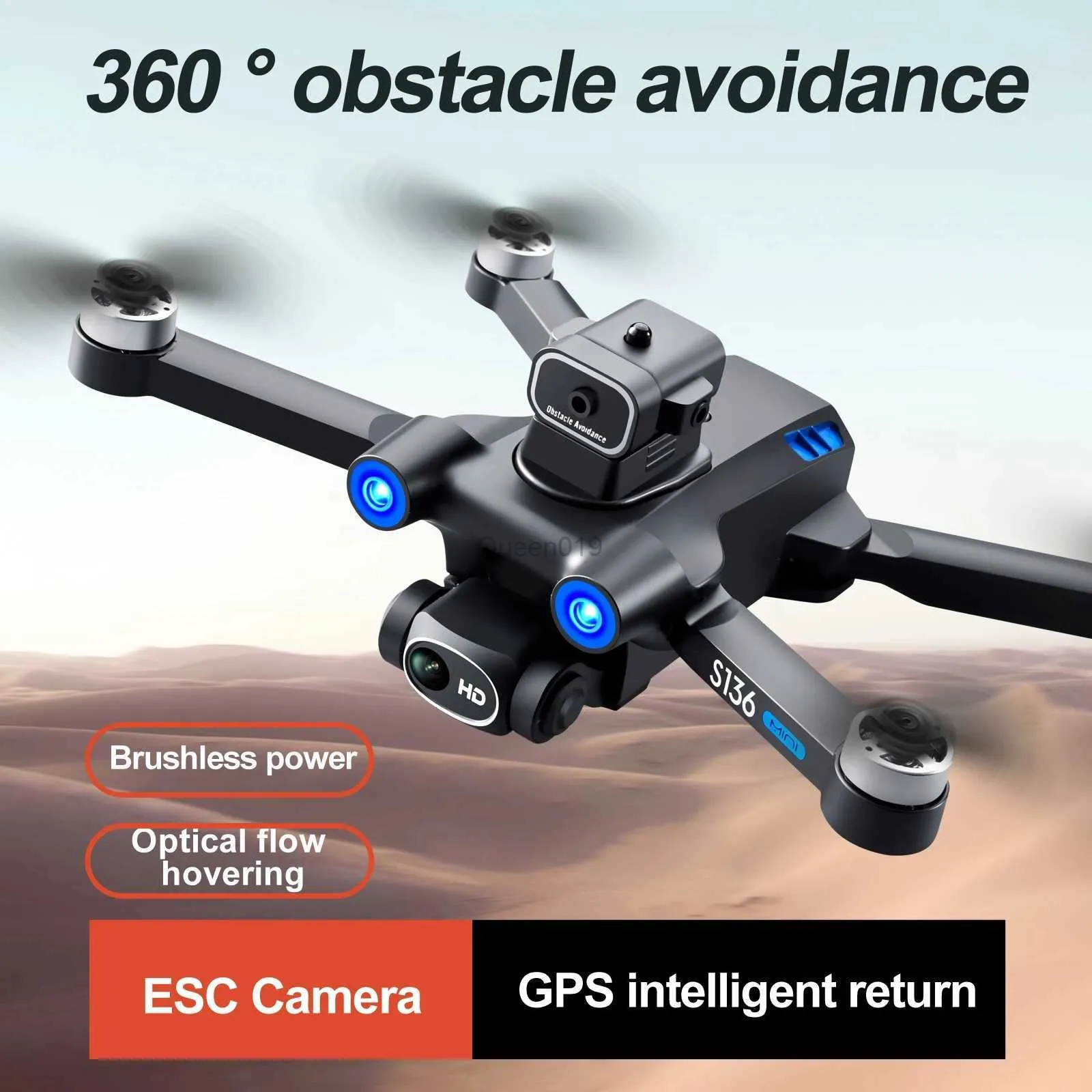 S136 GPS Drone 8K HD Double Caméra Photographie Aérienne Professionnelle Évitement d'Obstacles Brushless RC Hélicoptère Pliable Quadcopter HKD230807