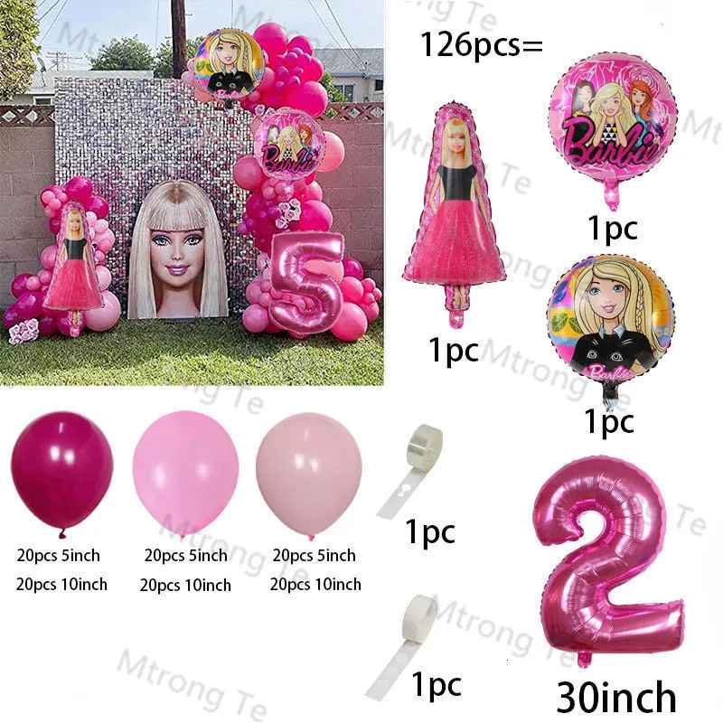 Décorations de fête Barbie pour fille, ensemble de ballons