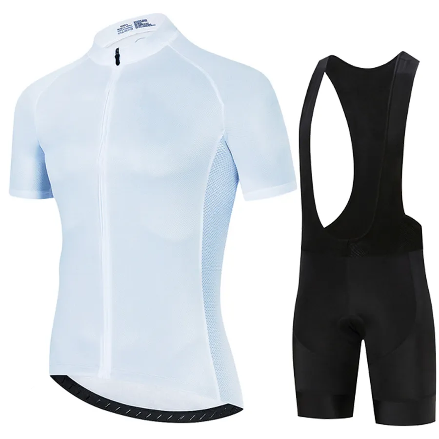 Cycling Jersey Sets white Sports Team Training Clothing Breathable Men Short Sleeve Mallot Ciclismo Hombre Verano 230807