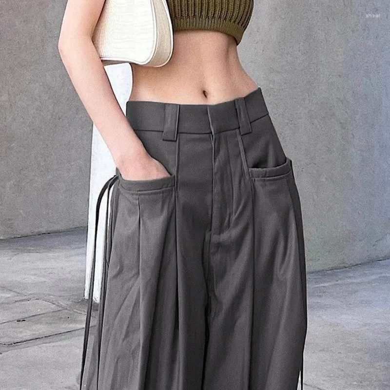 Женские брюки Y2K Fairy Grunge с низкой талией. Слушанная повседневная длинная серая черные грузовые брюки с карманами корейская модная стиль