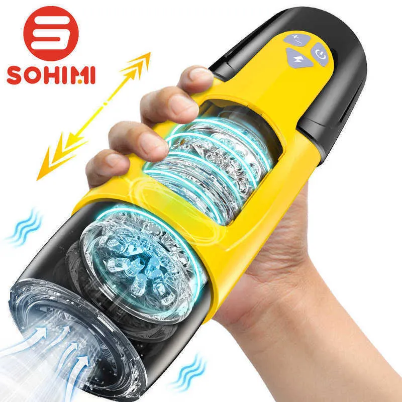 Sohimi Dark Knight Automatic Male Masturbator Vacuum Electric Cup for Men Real Vaginal Suction Blowjob Adult