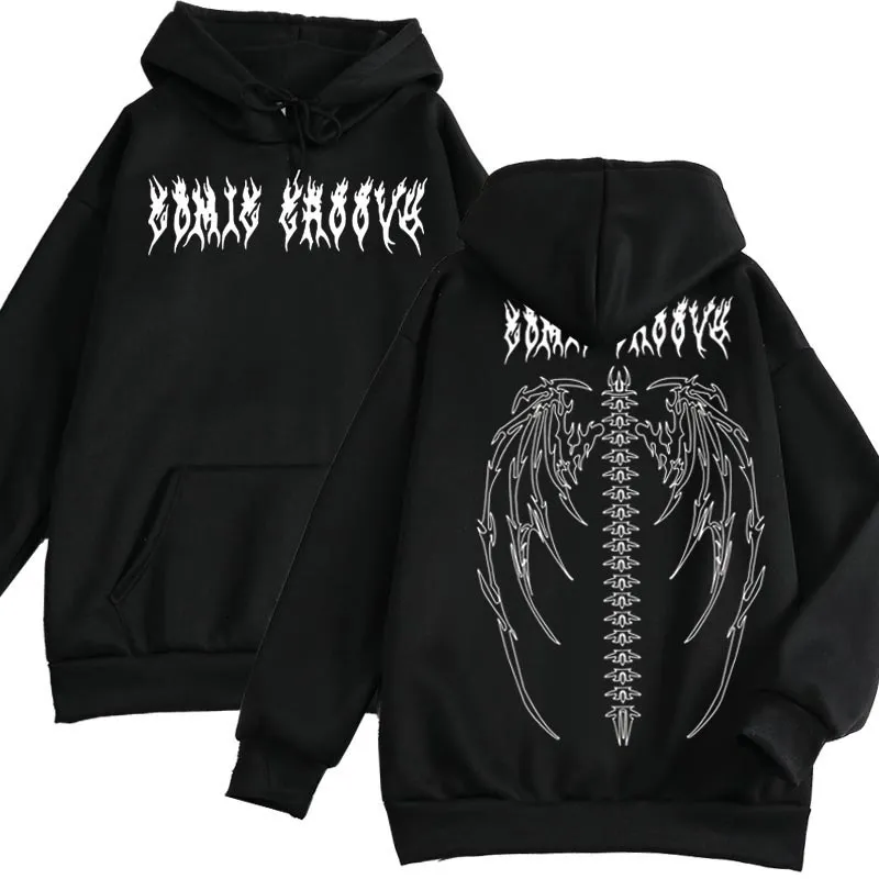 Sweats à capuche pour femmes Sweats à capuche femme Y2K Gothic Skeleton Evil Wing Print Oversize Hooded Tops Couple Vêtements Hip-Hop Man Streetwear Sweat 230807