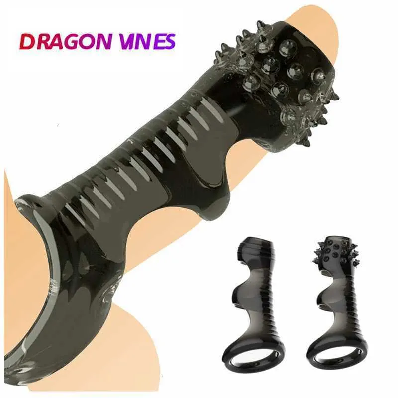 Massager Spike Penis Sleeve Reusable Cock Ring for Men Delay Ejaculation Erection Adult Supplies Nozzle Man