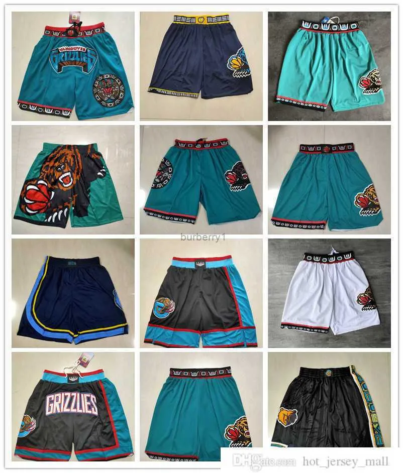 Memphis''Grizzlies''men Retro Baloncesto Shorts bolsillo Talla S-2XL