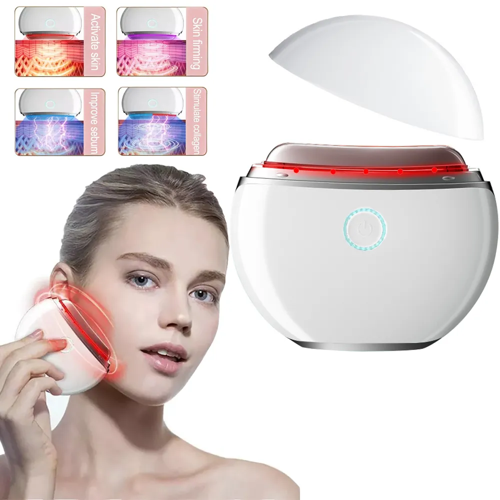 Masajeador facial Microcorriente Masajeadores Calor Vibración Levantamiento Antienvejecimiento Arrugas Piel Apretar Gua Sha Tabla de raspado Herramienta de masaje 230804