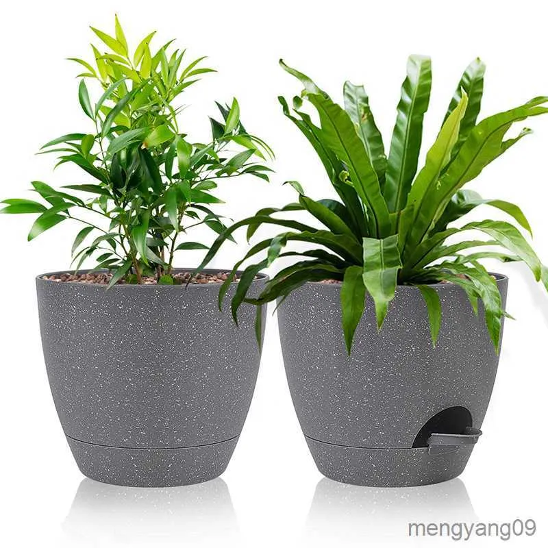 Jardinières Pots Inci Diri Penyiraman Pekebun Dalam Ruangan Diri Penyiraman Tanaman Pot dengan Lubang Drainase Piring untuk Sebagian Besar Tanaman R230807