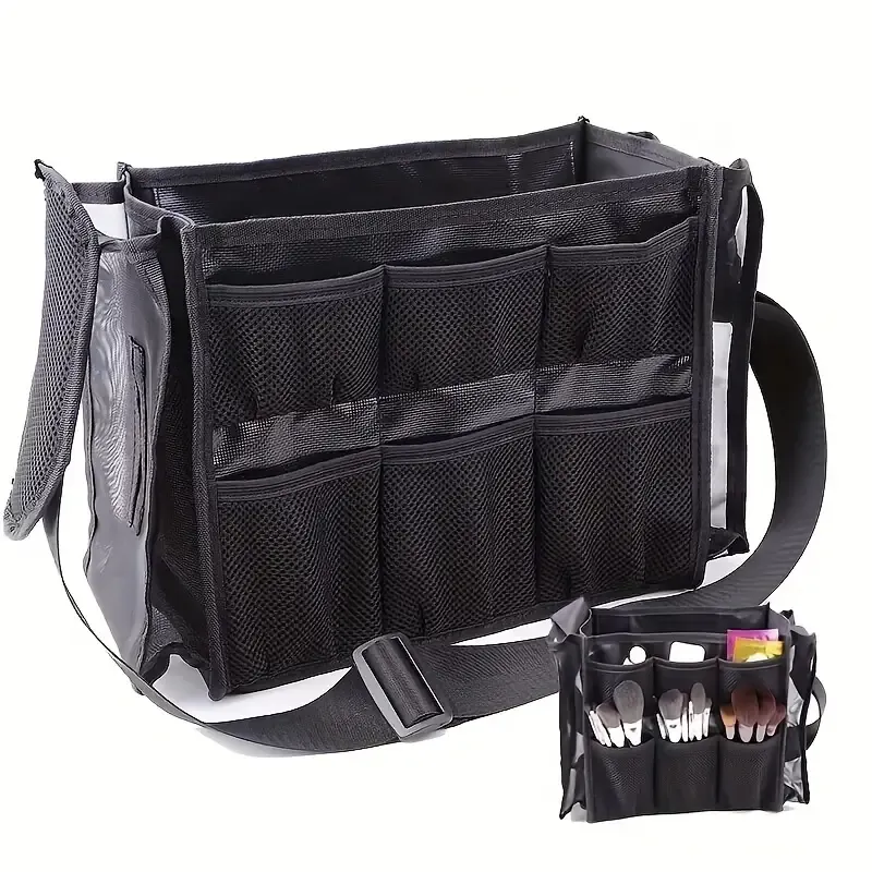 Large Capacity Black Hairdressing Tool Storage Bag - Perfect for Stylists & Makeup Artists!