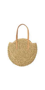 Ayliss Women Straw Woven Tote Handbag Large Beach Handmade Purse Shoulder Bag Straw Beach Handbag 