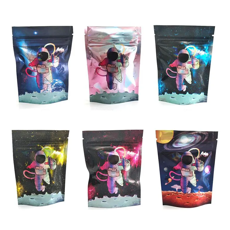 Zipper Package plastic bag empty packaging Mylar bags aluminium foil sour spaceman space station wholesale