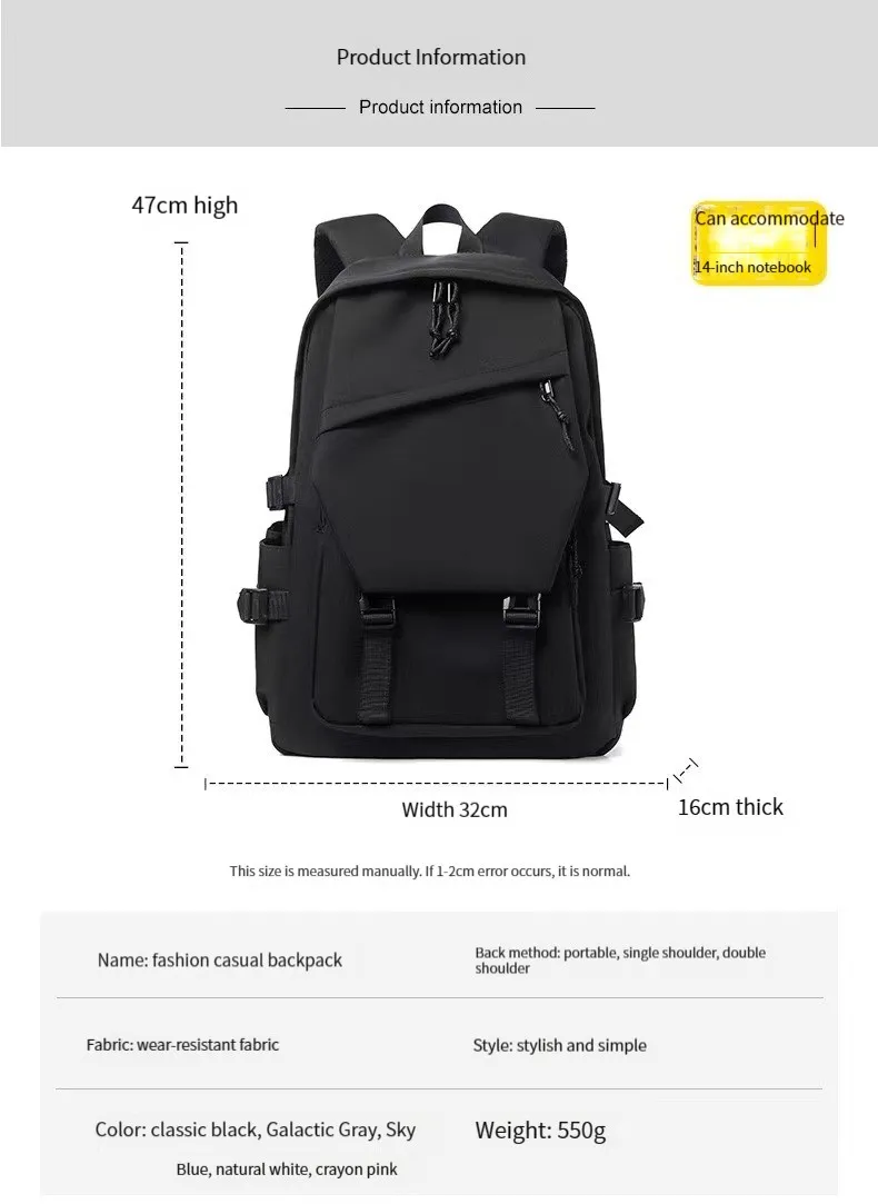 LL Outdoor backpack trend backpack simple couple backpack junior high school college student bag fashion large capacity outdoor sports bag