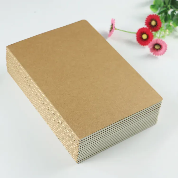 Brown kraft cover stitching notepad school exercise soft daily notebook with line soft copybook vintage notepads for office and school DH8599